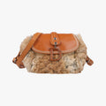 Dior d Logo Brown Fur Leather Shoulder Bag