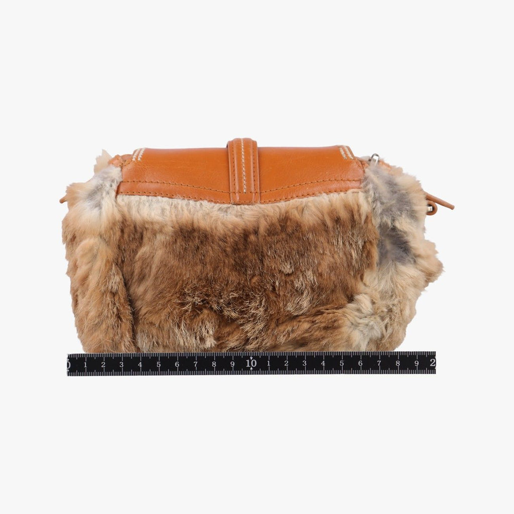 Dior d Logo Brown Fur Leather Shoulder Bag — view 2