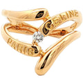 Celine Logo Diamond Ring 18K Yellow Gold