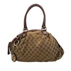 Gucci Sukey GG Canvas Leather 2-Way Tote Shoulder Bag Crossbody Brown Gold