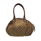 Gucci Sukey GG Canvas Leather 2-Way Tote Shoulder Bag Crossbody Brown Gold — view 3