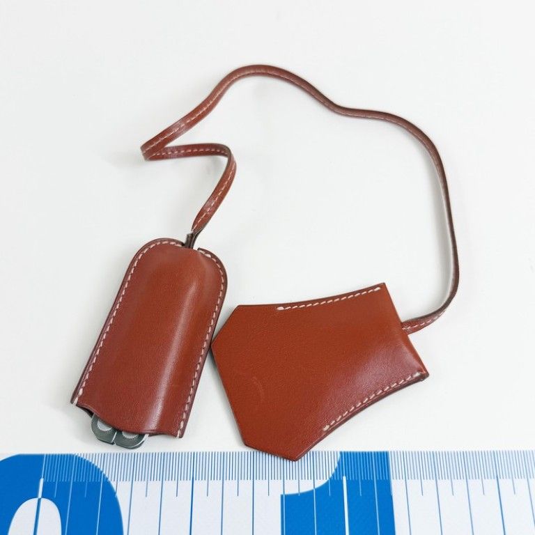 Hermes Bag Charm Key Fetu Brown SS Box Calf Clochette Key Ring Scissors Knife — view 2