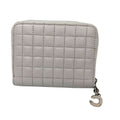 Celine Fold Wallet C Charm Compact Zip C Coin Purse Card Case Quilted Light