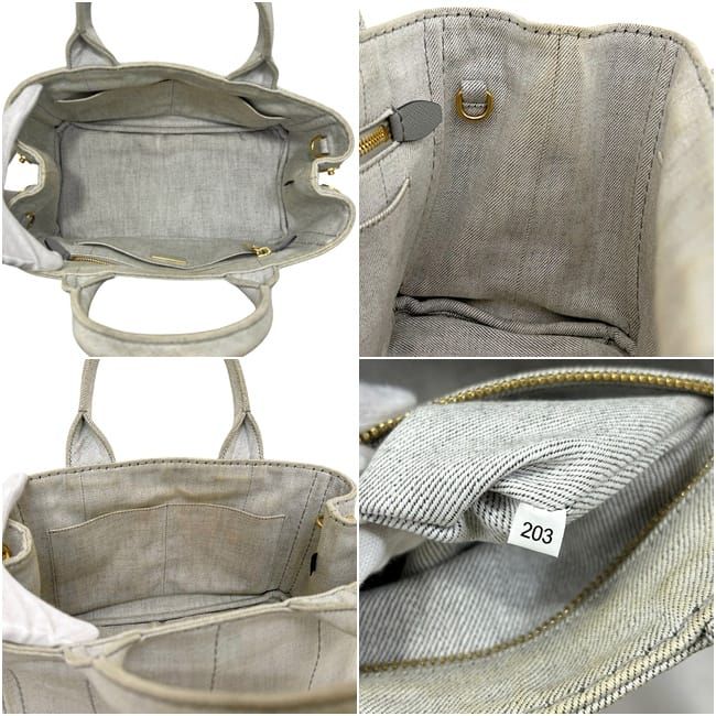 Prada 2-Way Tote Canapa Canvas Gray Vintage Crossbody Handbag — view 3