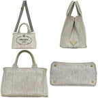 Prada 2-Way Tote Canapa Canvas Gray Vintage Crossbody Handbag — view 2