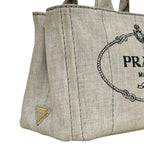 Prada 2-Way Tote Canapa Canvas Gray Vintage Crossbody Handbag — view 7