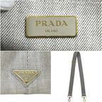 Prada 2-Way Tote Canapa Canvas Gray Vintage Crossbody Handbag — view 4