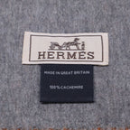 Hermes Logo Embroidery Cashmere Bicolor Fringe Scarf — view 7