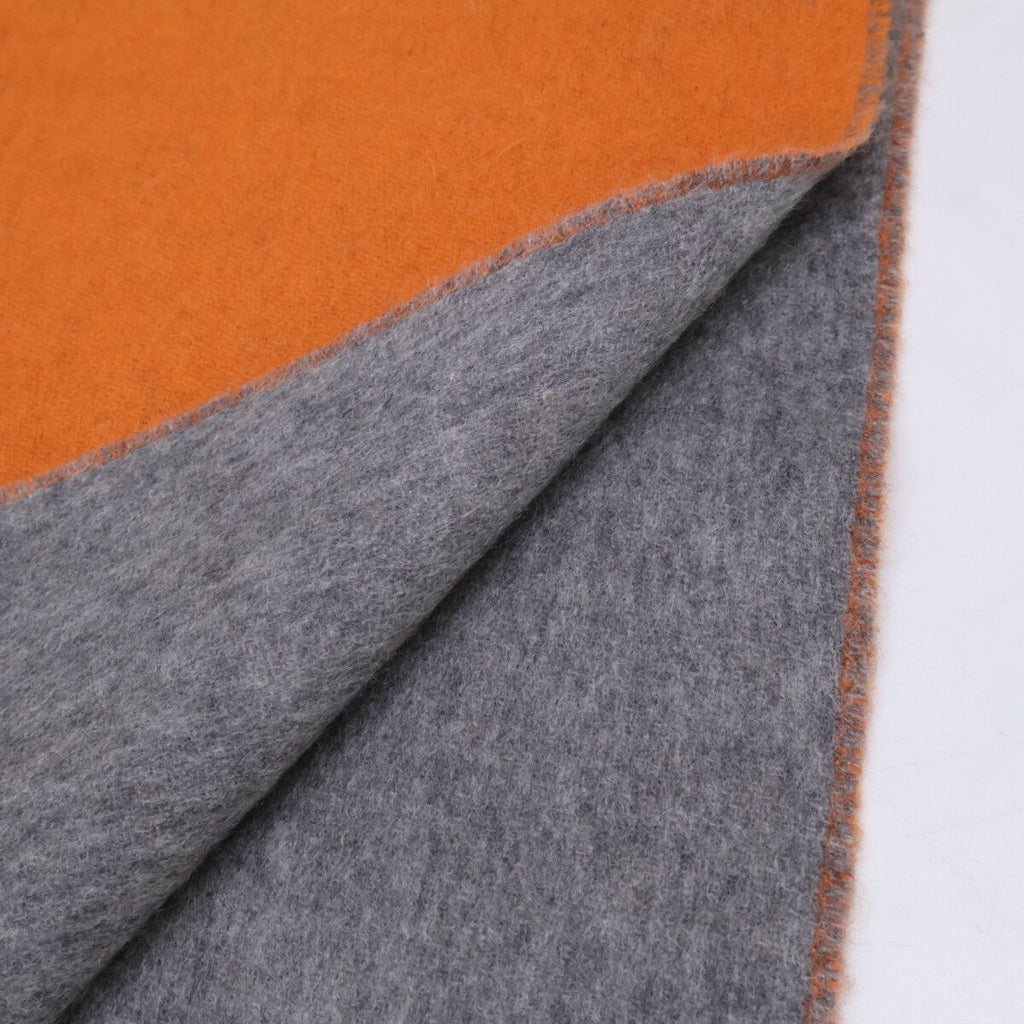 Hermes Logo Embroidery Cashmere Bicolor Fringe Scarf — view 5
