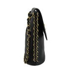 Chanel Quilted Chain Shoulder Bag CC Logo Black Antique Gold — view 7