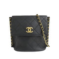 Chanel Quilted Chain Shoulder Bag CC Logo Black Antique Gold