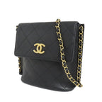 Chanel Quilted Chain Shoulder Bag CC Logo Black Antique Gold — view 2
