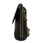 Chanel Quilted Chain Shoulder Bag CC Logo Black Antique Gold — view 6