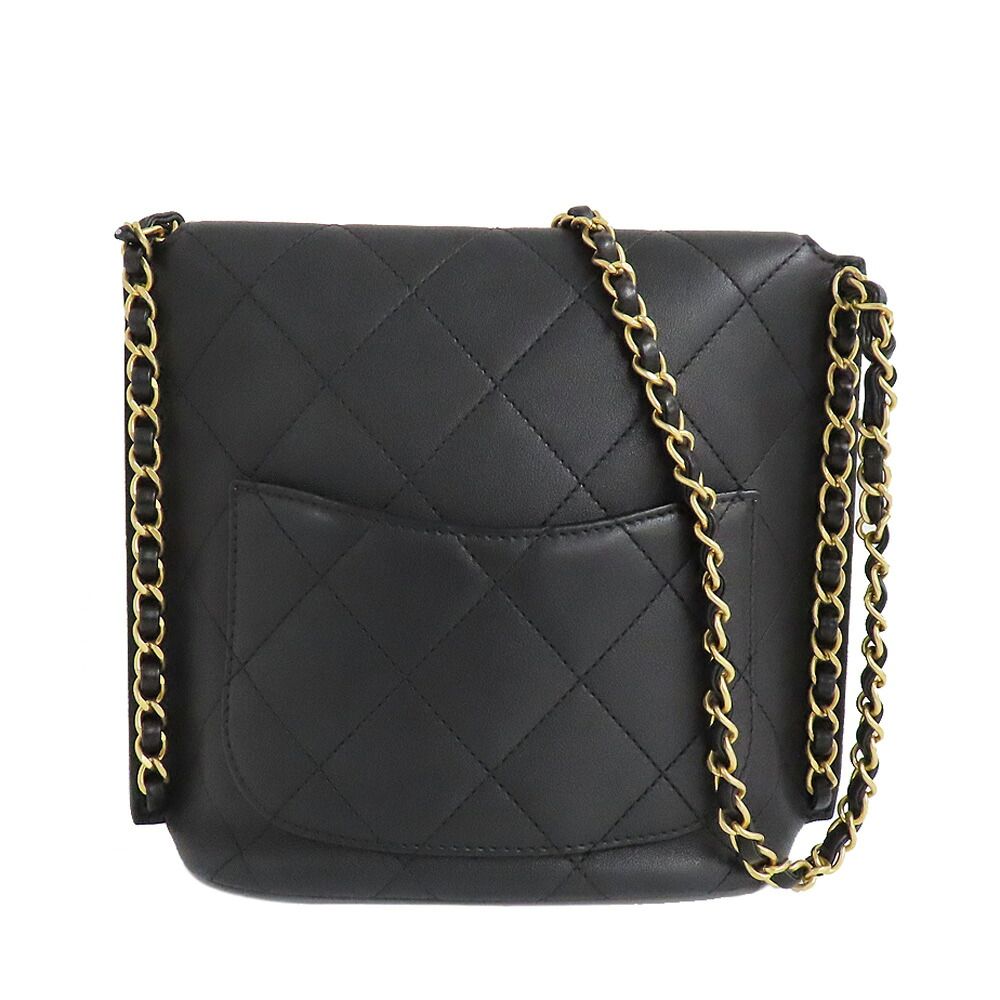 Chanel Quilted Chain Shoulder Bag CC Logo Black Antique Gold — view 4