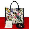 Gucci Flora GG Logo Canvas Leather 2-Way Shoulder Bag Navy Multicolor