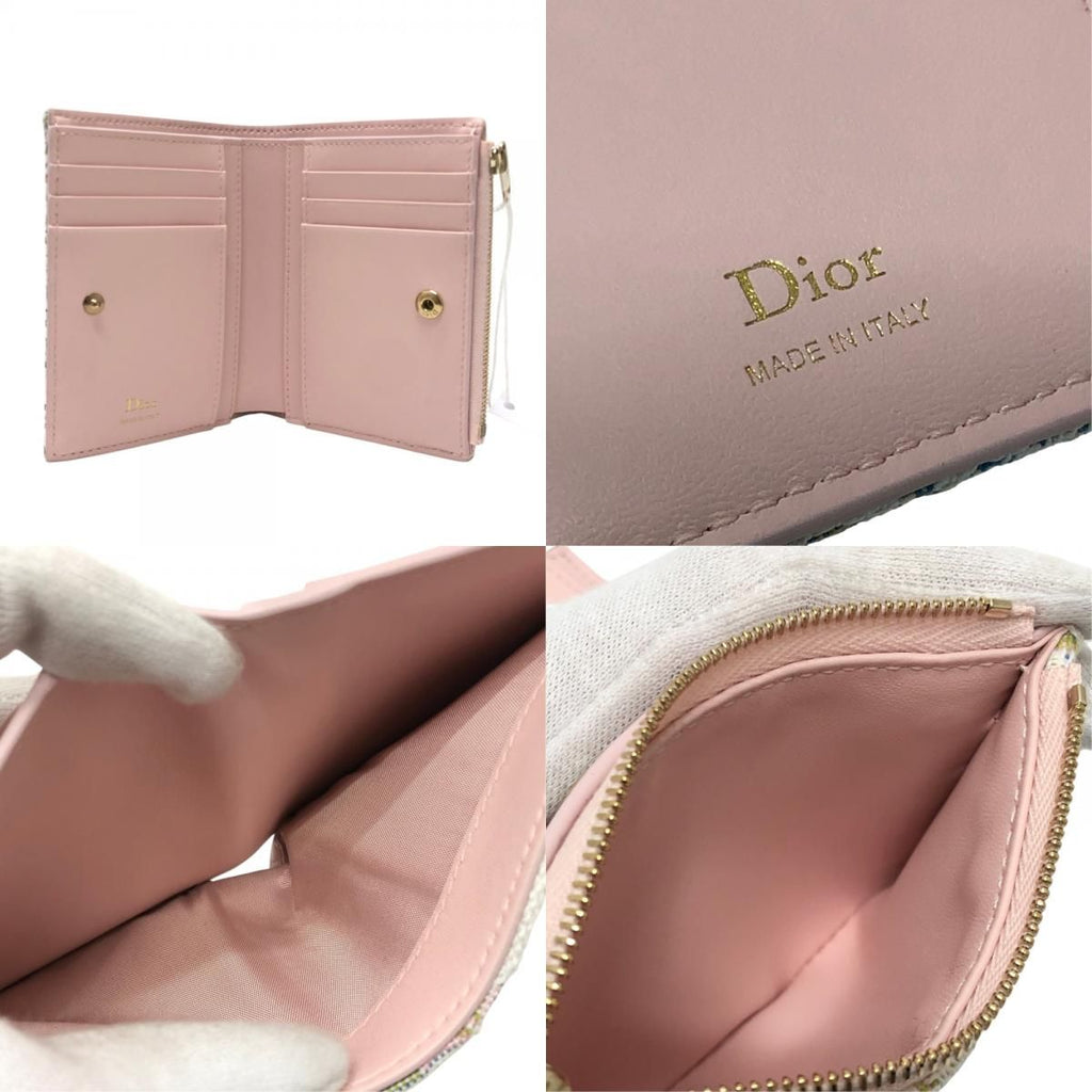 Dior Bifold Wallet Oblique Promenade Dahlia Jacquard Pink — view 8