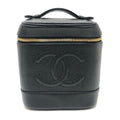 Chanel Handbag CC Logo Vertical Vanity Bag Caviar Leather Black