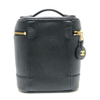 Chanel Handbag CC Logo Vertical Vanity Bag Caviar Leather Black — view 2
