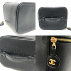 Chanel Handbag CC Logo Vertical Vanity Bag Caviar Leather Black — view 7