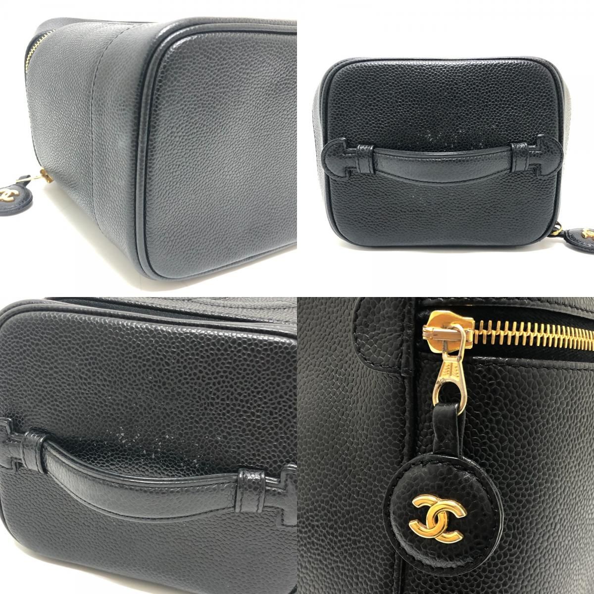 Chanel Handbag CC Logo Vertical Vanity Bag Caviar Leather Black — view 7