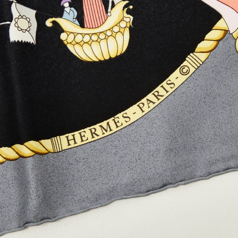 Hermes Carre 90 les Folies du Ciel Sky Madness Scarf Black Multicolor Silk — view 3