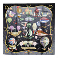 Hermes Carre 90 les Folies du Ciel Sky Madness Scarf Black Multicolor Silk