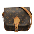 Louis Vuitton Monogram Mini Cartouchiere Crossbody Shoulder Bag Brown Leather