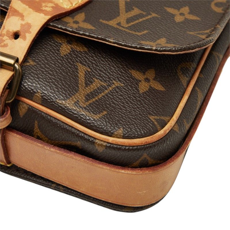 Louis Vuitton Monogram Mini Cartouchiere Crossbody Shoulder Bag Brown Leather — view 4