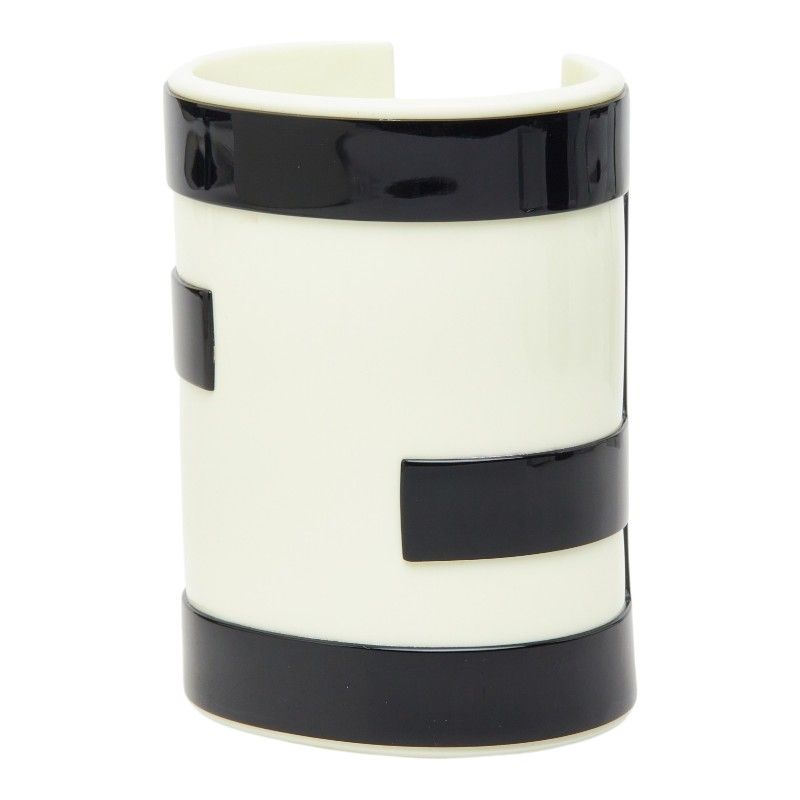 Fendi FF Logo Bracelet Bangle White Ivory Black Plastic