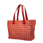 Chanel CC Logo New Travel Line MM Tote Shoulder Bag Red Nylon Leather — view 2