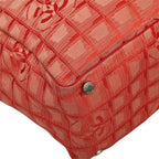 Chanel CC Logo New Travel Line MM Tote Shoulder Bag Red Nylon Leather — view 5