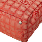 Chanel CC Logo New Travel Line MM Tote Shoulder Bag Red Nylon Leather — view 4