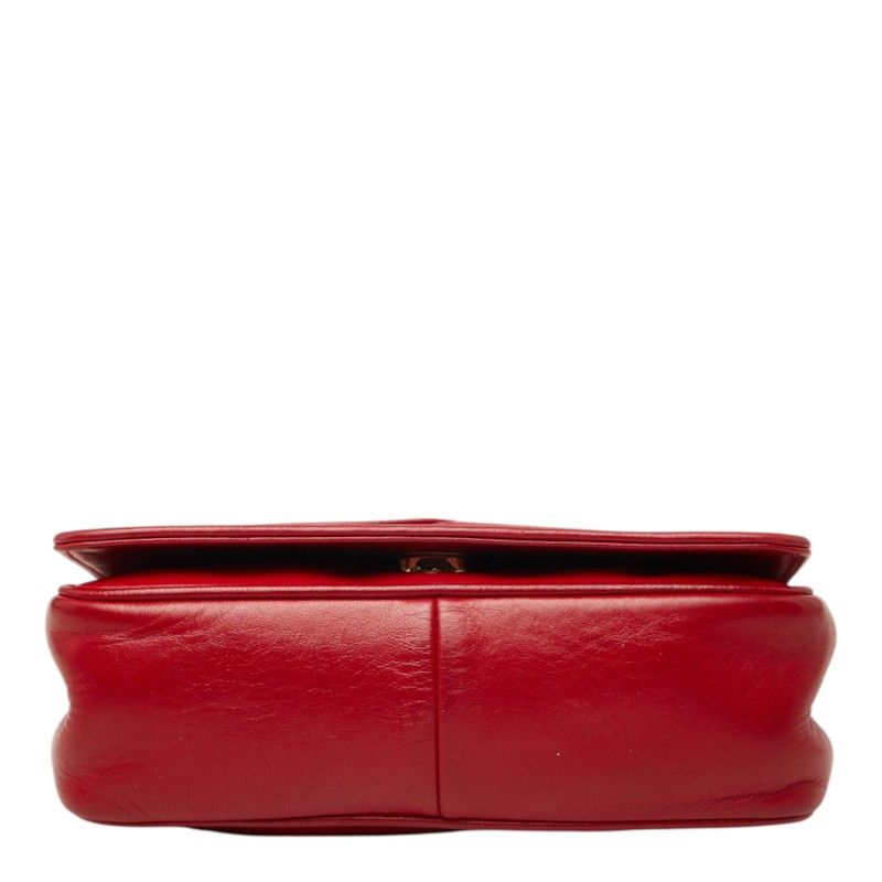 Chanel CC Logo Chain Shoulder Bag Red Gold Lambskin — view 3