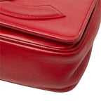 Chanel CC Logo Chain Shoulder Bag Red Gold Lambskin — view 4