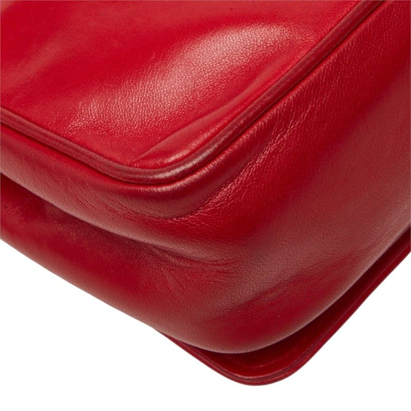 Chanel CC Logo Chain Shoulder Bag Red Gold Lambskin — view 7