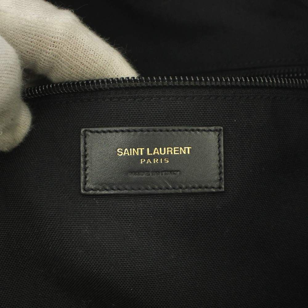 Saint Laurent Paris Leather Trim Backpack Canvas Pink Black — view 7