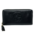 Gucci Wallet Soho Interlocking G Black Zip Around Leather