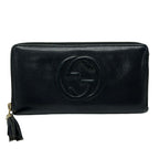 Gucci Wallet Soho Interlocking G Black Zip Around Leather