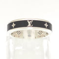 Louis Vuitton Ring LV Spike L No Sterling Silver Black Enamel Monogram Signature
