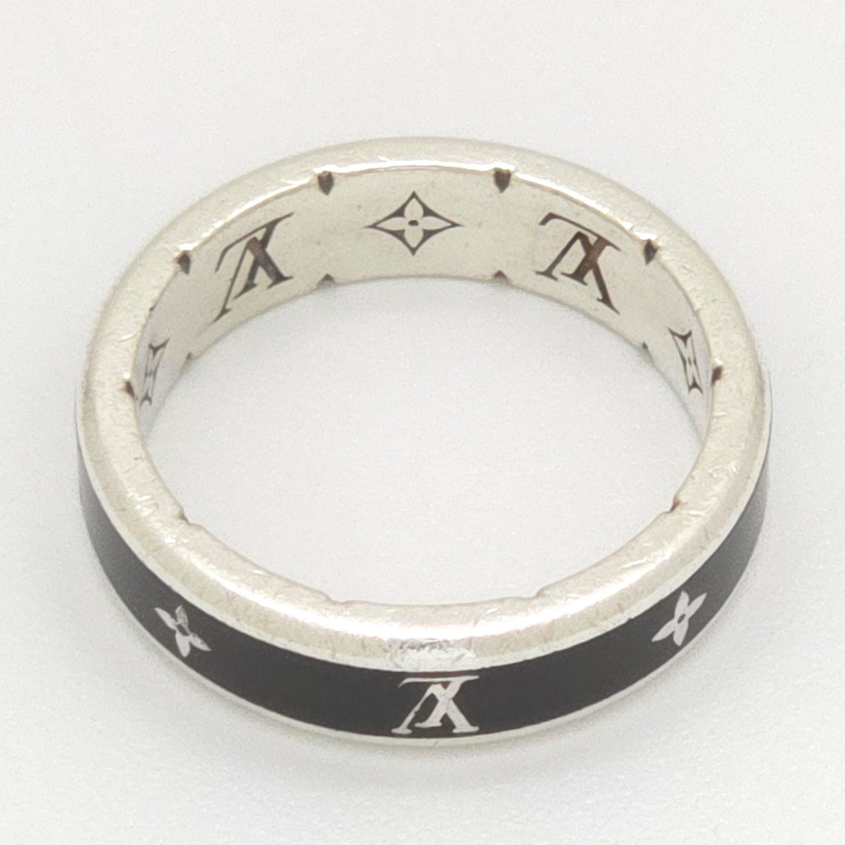 Louis Vuitton Ring LV Spike L No Sterling Silver Black Enamel Monogram Signature — view 5