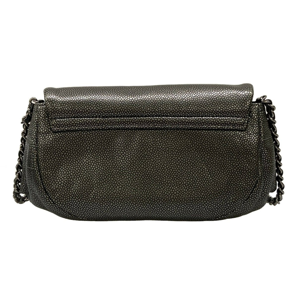 Chanel Wallet Half Moon Silver Black Chain Leather Shoulder Bag — view 2