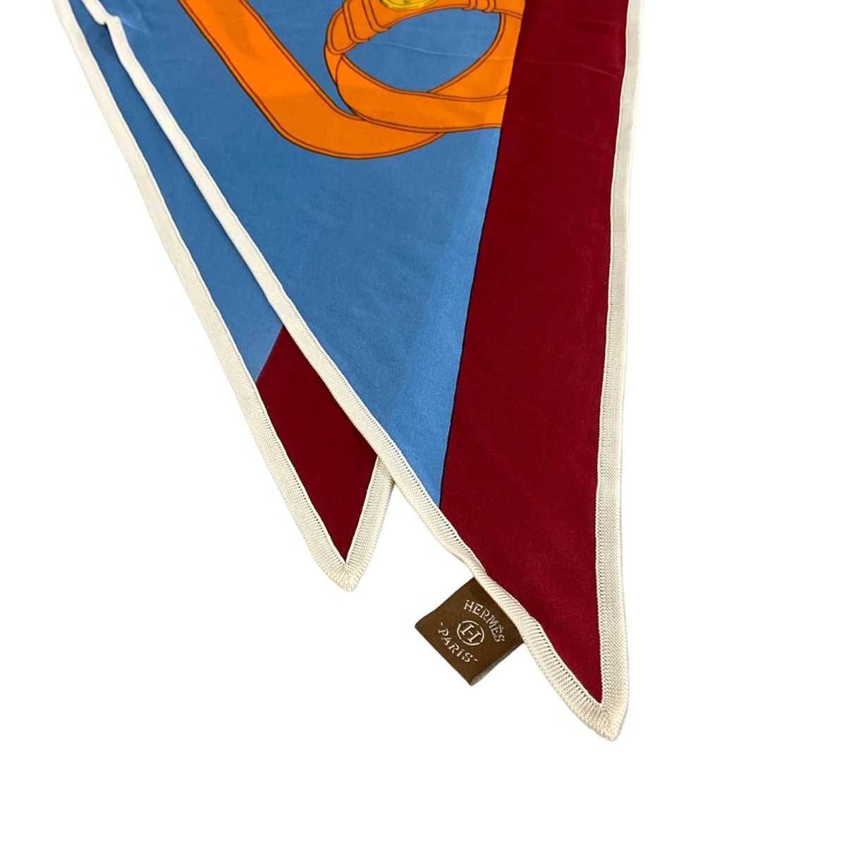 Hermes Scarf Triangle Jean Blue Bordeaux Multi Tout en Barre — view 8