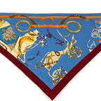 Hermes Scarf Triangle Jean Blue Bordeaux Multi Tout en Barre