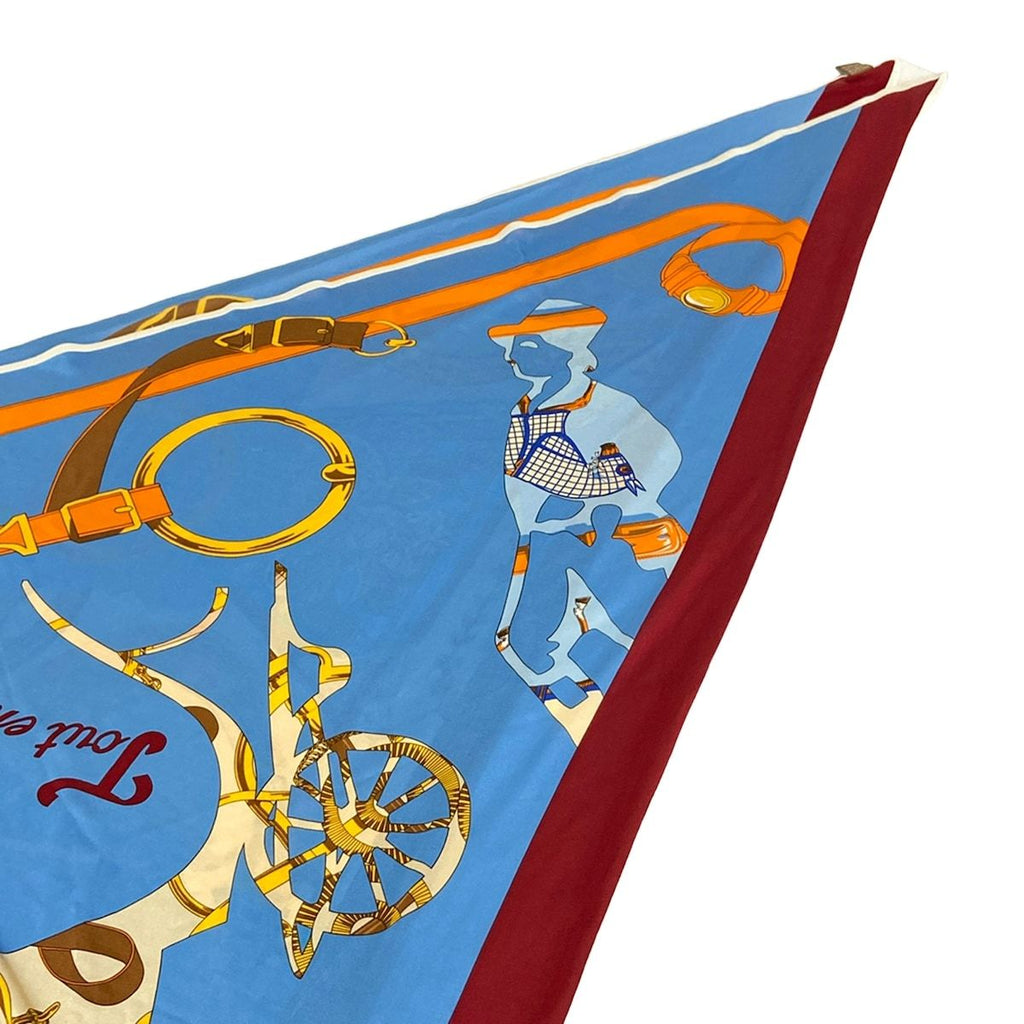 Hermes Scarf Triangle Jean Blue Bordeaux Multi Tout en Barre — view 6