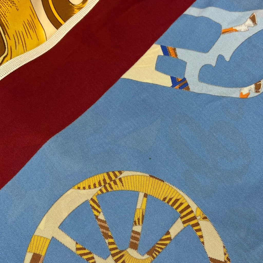 Hermes Scarf Triangle Jean Blue Bordeaux Multi Tout en Barre — view 5