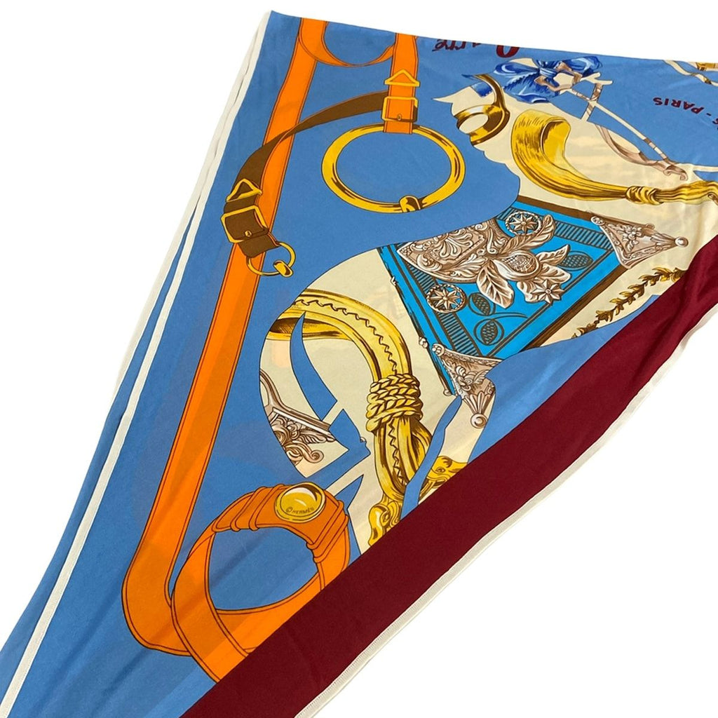 Hermes Scarf Triangle Jean Blue Bordeaux Multi Tout en Barre — view 7