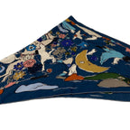 Hermes Shawl Triangle Jean Blue Petrol Natural Green Thousand and One Rabbit — view 8