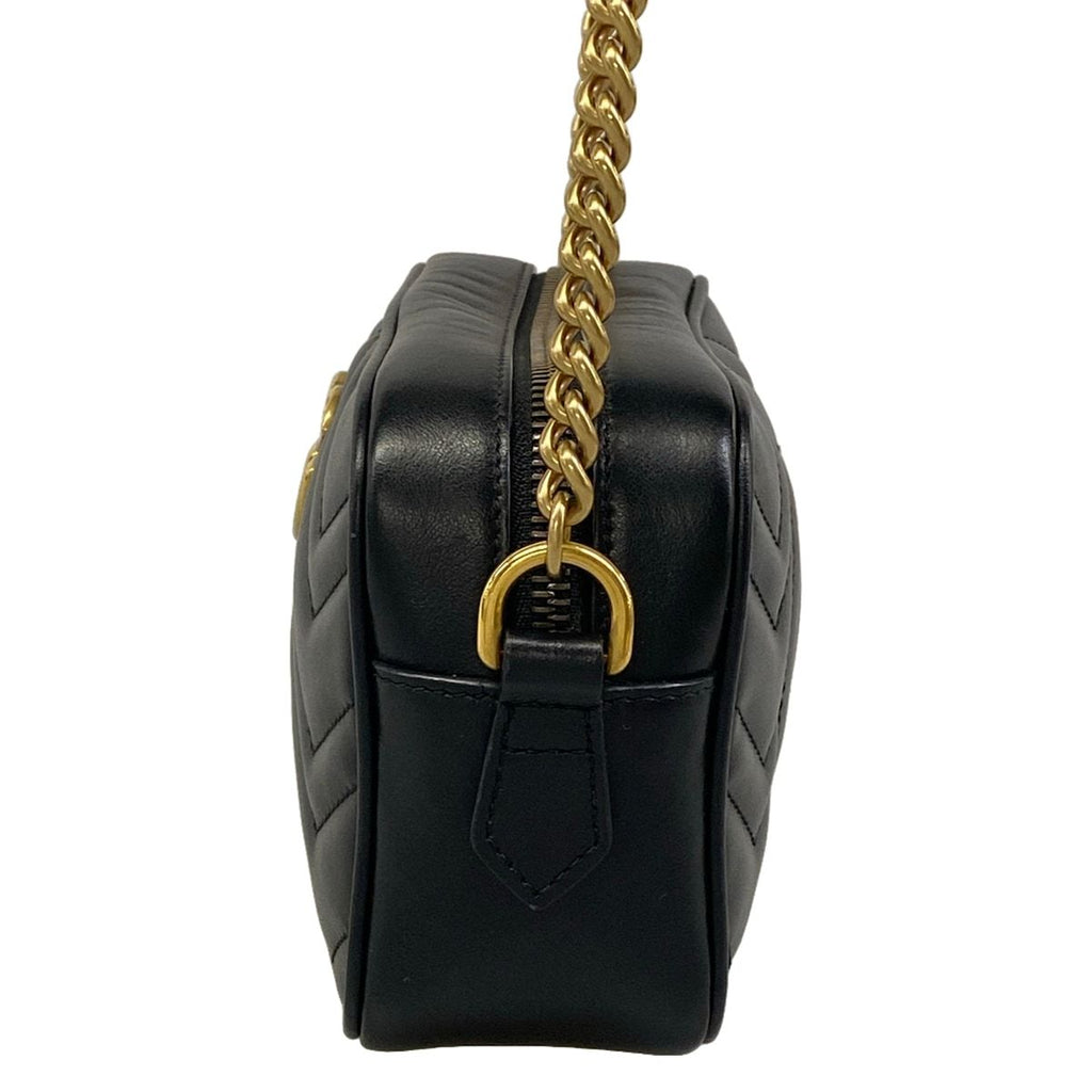 Gucci Shoulder Bag GG Marmont Black Gold Chain Leather — view 4