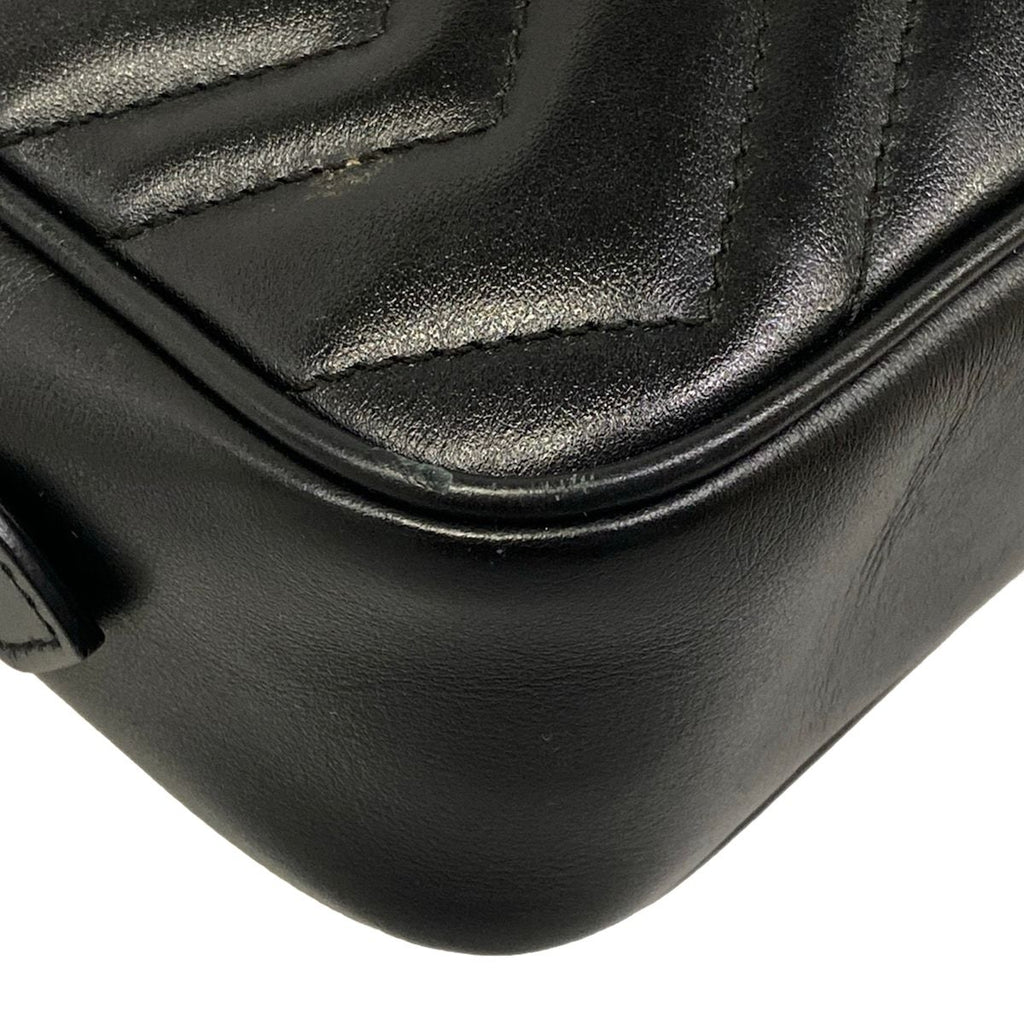 Gucci Shoulder Bag GG Marmont Black Gold Chain Leather — view 6