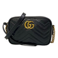 Gucci Shoulder Bag GG Marmont Black Gold Chain Leather